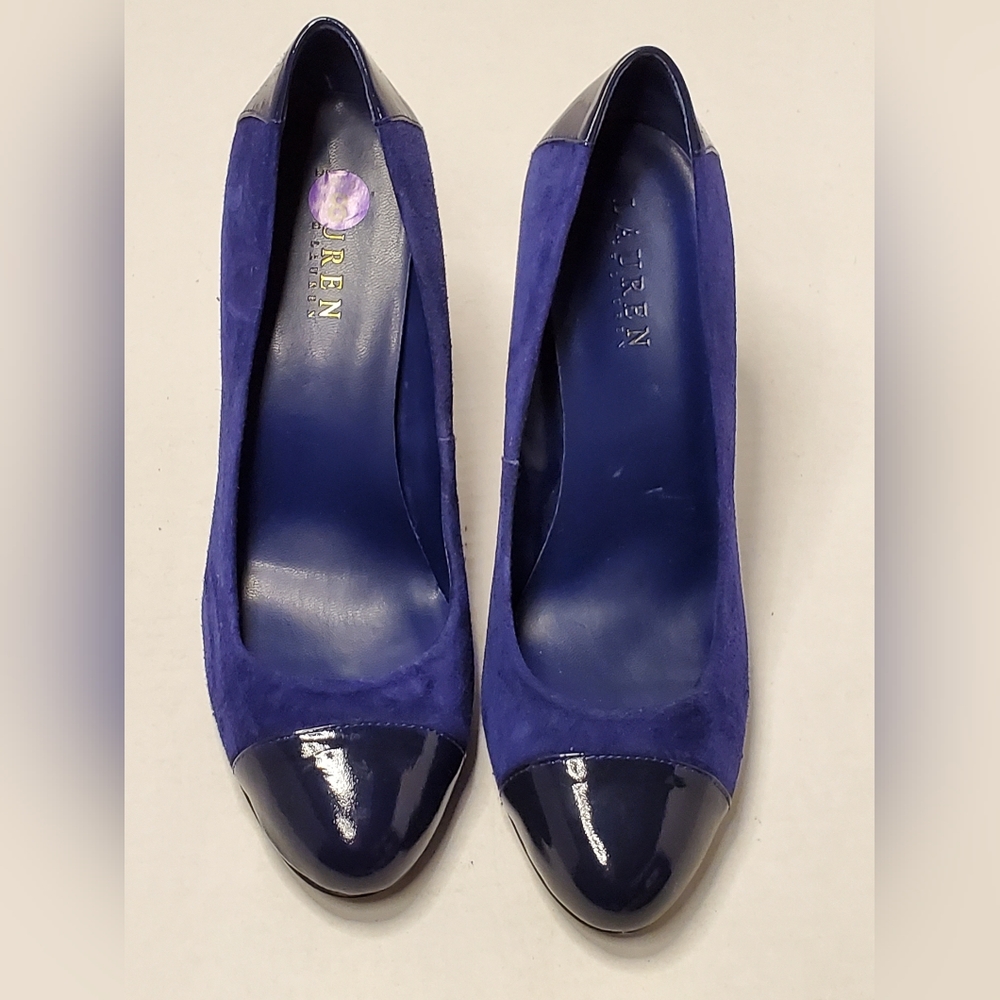 Layren Ralph Lauren Brand Suede and Patent Leather Heels